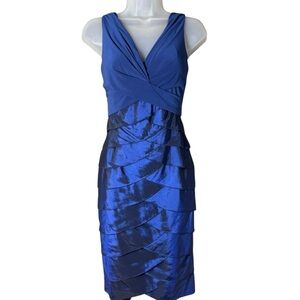 DressBarn Collection Sapphire Blue Cocktail Dress 4 Tiered Sheath Holiday Party